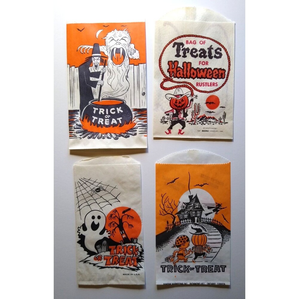 Halloween Candy Trick Or Treat Bags Ghost Spider Web Cowboy Witch Cauldron (4)